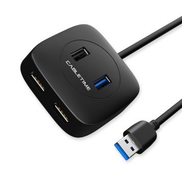 CABLETIME USB hub AMAF4, USB 3.0/micro USB/3x USB 2.0, 1m, μαύρο - Περιφερειακά PC