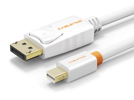 CABLETIME καλώδιο Mini DisplayPort σε DisplayPort AV588, 4K, 1.8, λευκό - Cables - Adapters