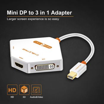 CABLETIME αντάπτορας Mini DisplayPort σε HDMI/DVI/VGA AV589, 0.2m, λευκό - Cables - Adapters