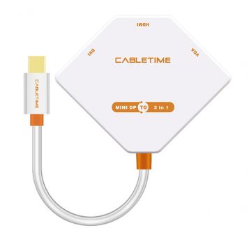 CABLETIME αντάπτορας Mini DisplayPort σε HDMI/DVI/VGA AV589, 0.2m, λευκό - Cables - Adapters