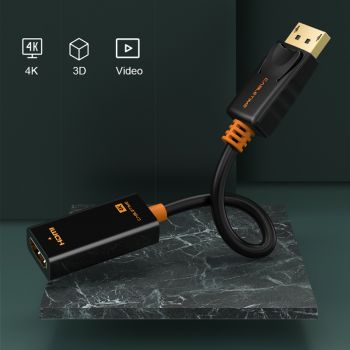 CABLETIME αντάπτορας DisplayPort σε HDMI AV586, 4K, 0.2m, μαύρος - Cables - Adapters