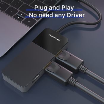 CABLETIME Splitter DisplayPort σε 3x DisplayPort DMDF3, 8K, 0.15m, μαύρο - Cables - Adapters