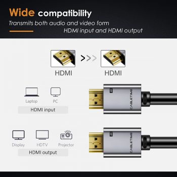 CABLETIME καλώδιο HDMI 2.0 AV566, 4k/60hz, 1m, μαύρο - Cables - Adapters