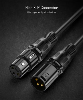 CABLETIME καλώδιο μικροφώνου XLR AV350, 3P, M/F, 24AWG, 10m, μαύρο - Cables - Adapters