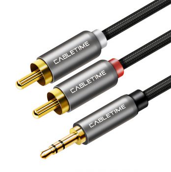 CABLETIME καλώδιο Stereo 3.5mm σε 2x RCA AV314, 5m, μαύρο - Cables - Adapters