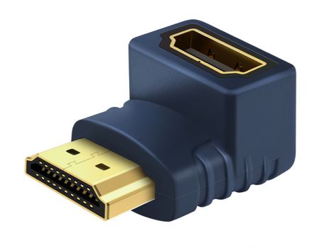 CABLETIME αντάπτορας HDMI M-F AV599, 90Degree(B/B), 4K, μπλε - Cables - Adapters