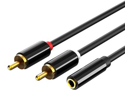 CABLETIME καλώδιο Stereo 3.5mm σε 2x RCA AV310, 0.2m, μαύρο - Cables - Adapters