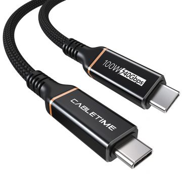 CABLETIME καλώδιο USB Type-C CT-USB4, 100W, 8K, 40Gbps, 2m, μαύρο - Καλώδια