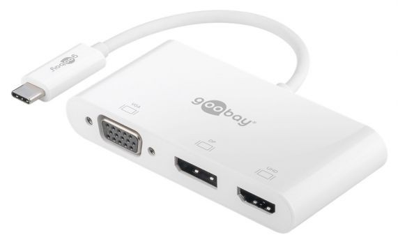 GOOBAY αντάπτορας USB Type-C σε VGA+DP+HDMI 52412, 4K, 14cm, λευκός - Cables - Adapters