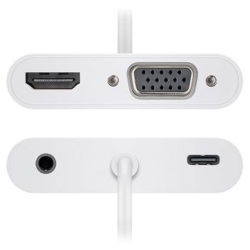 GOOBAY αντάπτορας USB Type-C σε HDMI+VGA+PD 52418, 100W, 4K 12cm, λευκός - Cables - Adapters
