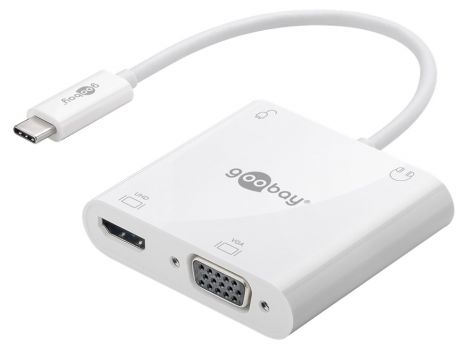 GOOBAY αντάπτορας USB Type-C σε HDMI+VGA+PD 52418, 100W, 4K 12cm, λευκός - Cables - Adapters
