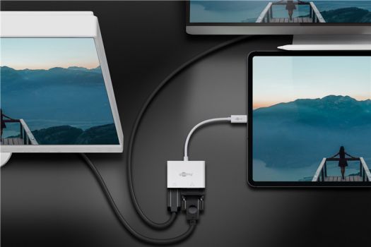 GOOBAY αντάπτορας USB Type-C σε HDMI+VGA 52430, 4K, 14cm, λευκός - Cables - Adapters