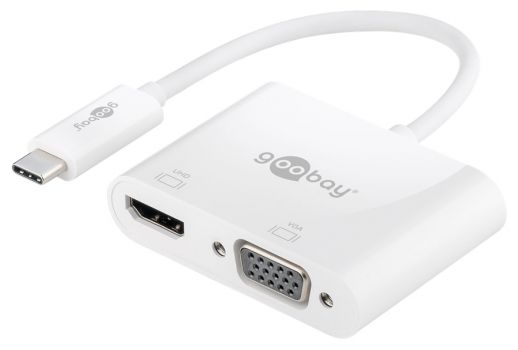 GOOBAY αντάπτορας USB Type-C σε HDMI+VGA 52430, 4K, 14cm, λευκός - Cables - Adapters