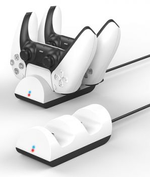 GOOBAY φορτιστής χειριστηρίου PS5 DualSense 52765, 2x output, λευκός - Περιφερειακά PC