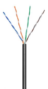 GOOBAY καλώδιο U/UTP CAT 5e 57198, CCA, AWG 24/1, 100m, μαύρο - Cables - Adapters