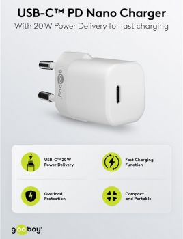 GOOBAY φορτιστής τοίχου 59358, USB Type-C PD, 20W, λευκός - Φορτιστές κινητών