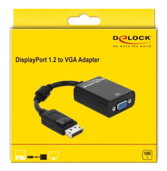 DELOCK αντάπτορας DisplayPort 1.2 σε VGA 61848, 1080p, 12cm, μαύρος - Cables - Adapters