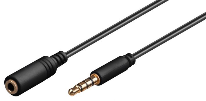 GOOBAY προέκταση καλωδίου ήχου 3.5mm 62481, 4 pin stereo, CU, 5m, μαύρο - Cables - Adapters