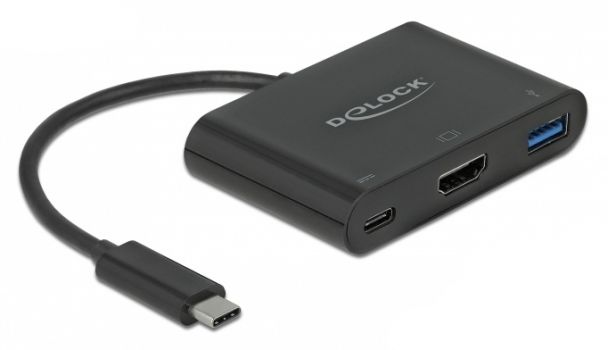 DELOCK αντάπτορας USB-C σε HDMI+USB+USB-C PD 2.0 64091, 4K, 15cm, μαύρος - Cables - Adapters