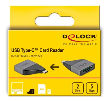 DELOCK αντάπτορας USB 3.2 Gen 1 Type-C σε SD/Micro SD 64117, 5Gbps - Περιφερειακά PC
