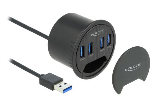 DELOCK USB hub 64153, 4x USB 3.2 Gen 1, 5Gbps, 60mm, μαύρο - Περιφερειακά PC