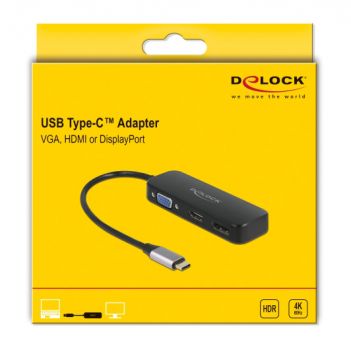 DELOCK αντάπτορας USB-C σε VGA/HDMI/DisplayPort 64156, 4K, 20cm, μαύρος - Cables - Adapters