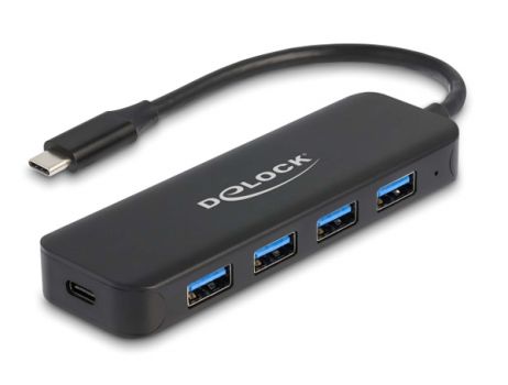DELOCK USB-C hub 64170, 4x USB 5Gbps, USB-C PD 85W, μαύρο - Περιφερειακά PC