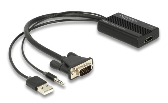 DELOCK αντάπτορας HDMI σε VGA & 3.5mm/USB 64172, 1080p, 25cm, μαύρος - Cables - Adapters