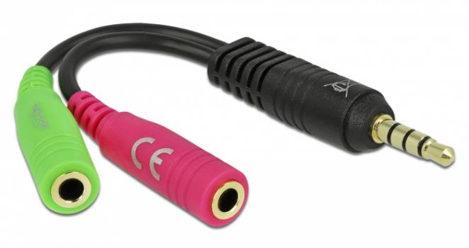 DELOCK αντάπτορας 3.5mm σε 2x 3.5mm 65344, OMTP, 10cm, μαύρος - Cables - Adapters
