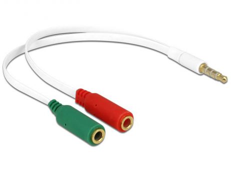 DELOCK Αντάπτορας από 2x 3.5mm 3-pin (F) σε 3.5mm 4-pin (M), λευκός - Cables - Adapters