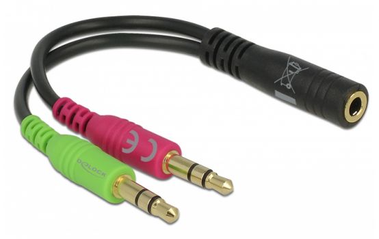 DELOCK αντάπτορας 3.5mm σε 2x 3.5mm 65459, CTIA, 12cm, μαύρος - Cables - Adapters
