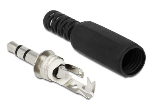 DELOCK Βύσμα 3.5mm Stereo, 3 pin, Bend Protection, Plastic, Black - Cables - Adapters