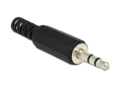 DELOCK Βύσμα 3.5mm Stereo, 3 pin, Bend Protection, Plastic, Black - Cables - Adapters