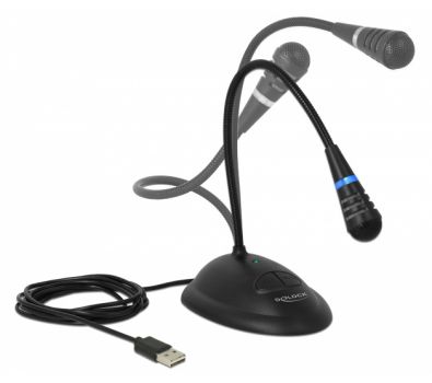 DELOCK μικρόφωνο με βάση και mute button 65871, USB, 1.7m, μαύρο - Περιφερειακά PC