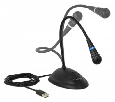 DELOCK μικρόφωνο με βάση και mute button 65871, USB, 1.7m, μαύρο - Περιφερειακά PC