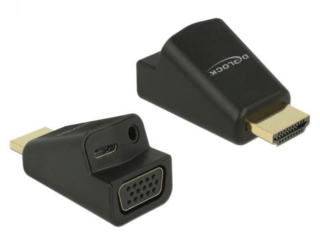 DELOCK αντάπτορας HDMI σε VGA & 3.5mm/micro USB 65895, 1080p, μαύρος - Cables - Adapters