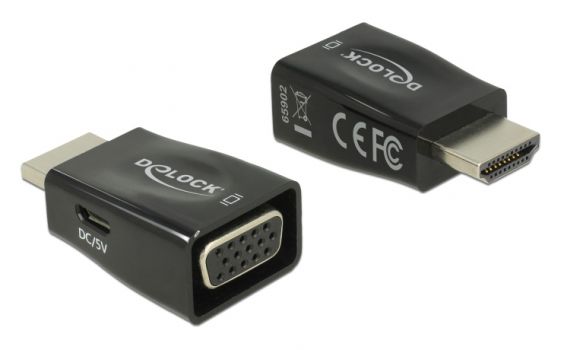 DELOCK αντάπτορας HDMI σε VGA & micro USB 65902, 1920x1200p, μαύρος - Cables - Adapters