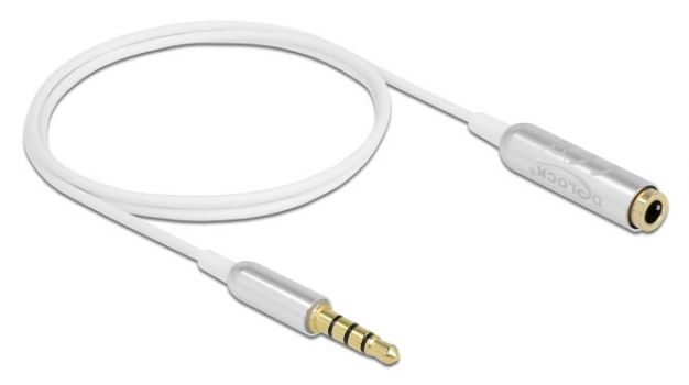 DELOCK καλώδιο 3.5mm αρσενικό σε θηλυκό 66072, CTIA, 32AWG, 0.5m, λευκό - Cables - Adapters