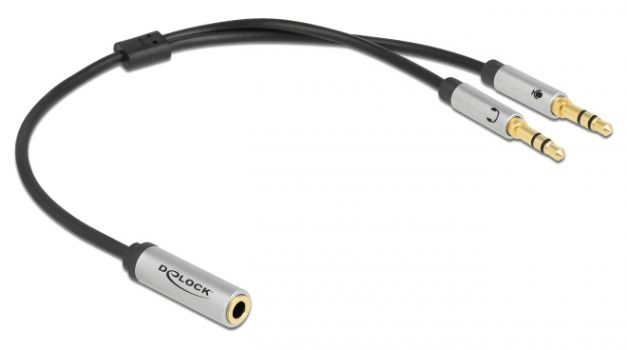 DELOCK αντάπτορας 3.5mm σε 2x 3.5mm 66740, CTIA, 25cm, μαύρος - Cables - Adapters