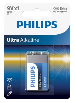 PHILIPS Ultra αλκαλική μπαταρία 6LR61E1B/10, 6LR61 9V, 1τμχ - Alkaline / Rechargeable batteries