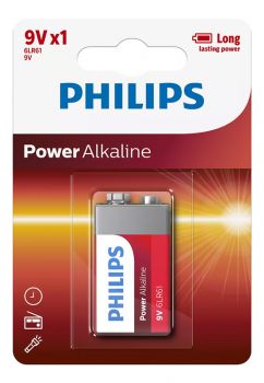 PHILIPS Power αλκαλικές μπαταρίες 6LR61P1B/10, 6LR61 9V, 1τμχ - Alkaline / Rechargeable batteries