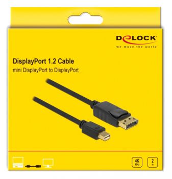 DELOCK καλώδιο Mini DisplayPort 1.2 σε DisplayPort 82438, 4K, 2m, μαύρο - Cables - Adapters