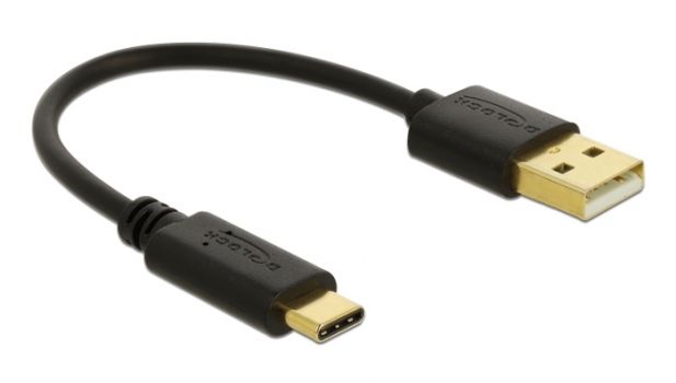 DELOCK καλώδιο USB σε USB Type-C 85354, 3A, 22AWG, 0.15m, μαύρο - Καλώδια
