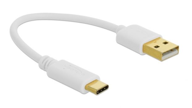 DELOCK καλώδιο USB σε USB Type-C 85355, 3A, 22AWG, 0.15m, λευκό - Καλώδια