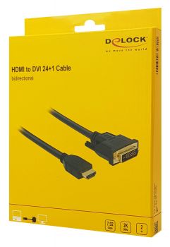DELOCK καλώδιο HDMI σε DVI 24+1 85654, 7.92Gbps, 2K, 2m, μαύρο - Cables - Adapters