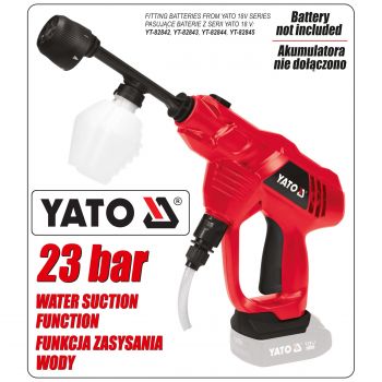 ΠΛΥΣΤΙΚΟ ΜΠΑΤΑΡΙΑΣ 18V 23 BAR SOLO YT-85930 - Pressure Washers Systems