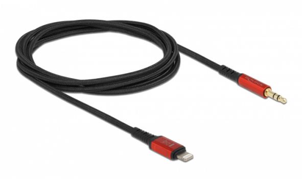 DELOCK καλώδιο Lightning σε 3.5mm 86587, 30AWG, 1.5m, μαύρο-κόκκινο - Cables