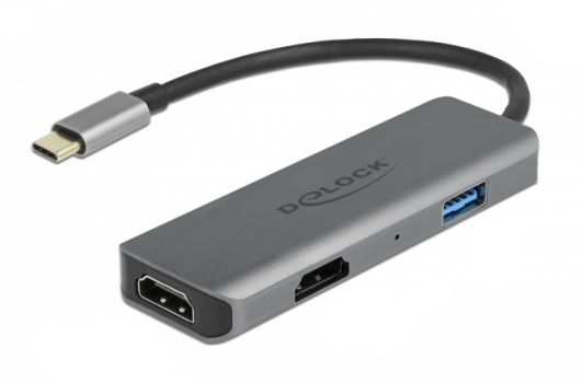 DELOCK αντάπτορας USB-C σε USB & 2x HDMI 87780, 480Mbps, 4K, γκρι - Περιφερειακά PC