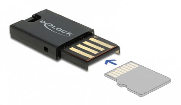 DELOCK USB card reader 91603 για κάρτες μνήμης micro SD, μαύρο - Περιφερειακά PC