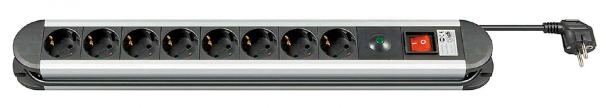 GOOBAY πολύπριζο 93002, 8x schuko, 16A, 1.4m, ασημί - Headlamps - Surges - Reels